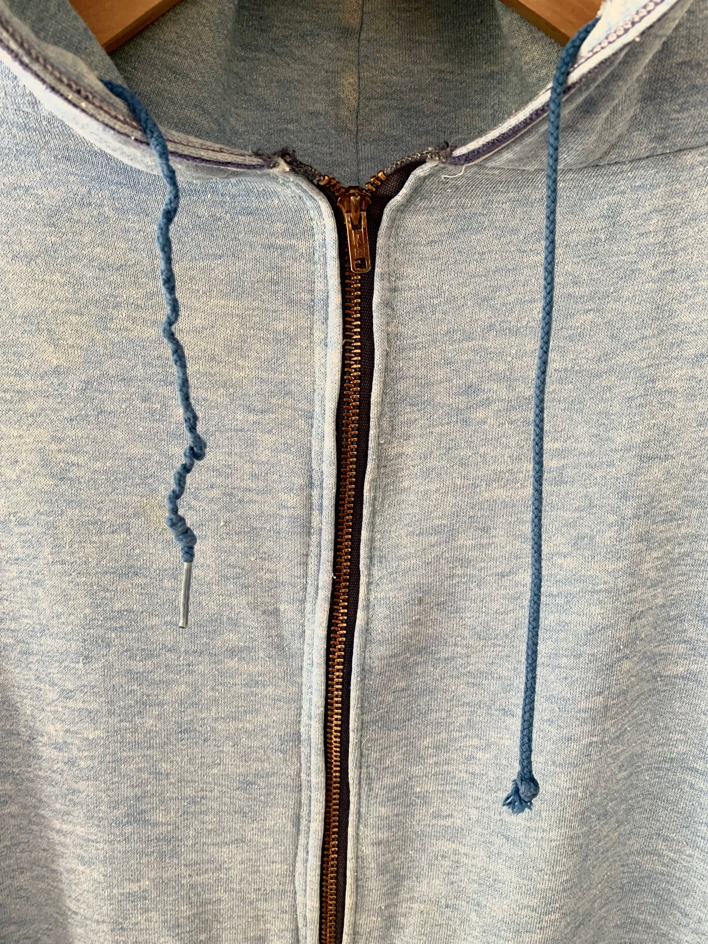 70's Stitch Detailing Zip Up Hoodie